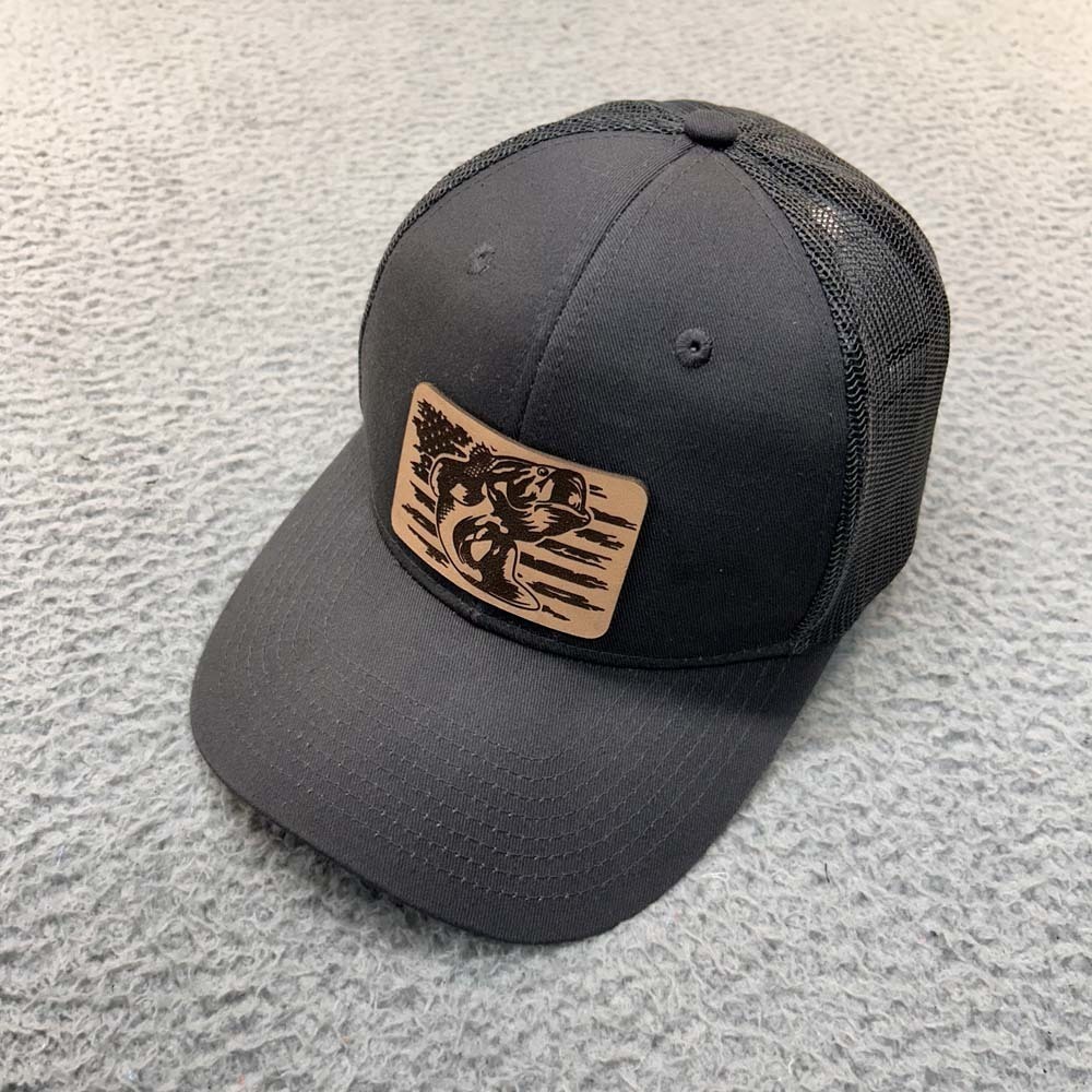 Bass Fishing Lucky Flag Hat Men Trucker Hat One Size Port Authority Largemouth